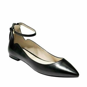 Cole Haan strapped black leather flats